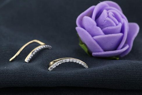 Dazzlingrock Collection 0.15 Carat (ctw) Round White Diamond Curved Crawler Climber Earrings for Women | Available in 10K/14K/18K Gold & 925 Sterling Silver in Saudi Arabia