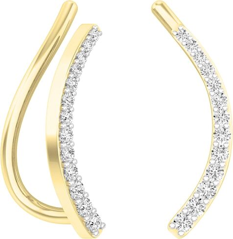 Dazzlingrock Collection 0.15 Carat (ctw) Round White Diamond Curved Crawler Climber Earrings for Women | Available in 10K/14K/18K Gold & 925 Sterling Silver in Saudi Arabia