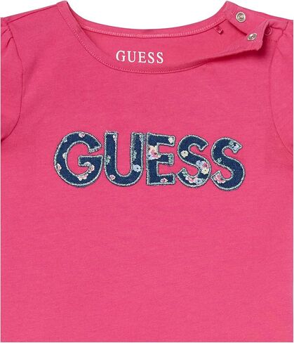 تي شيرت جيرسي قابل للتمدد بشعار Lurex مطرز من GUESS مع طباعة كاملة من قماش الدنيم الممتد مجموعة من قطعتين (حزمة من 2) in Kuwait