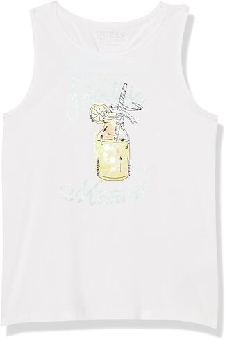 GUESS Girls' Big Glitter Logo Racerback Bow Tank Top in Saudi Arabia