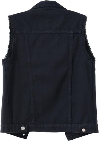 Locachy Women's Casual Denim Vest Jacket Slim Fit Sleeveless Ripped Tops in Kuwait
