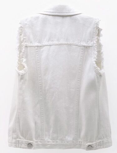 Locachy Women's Casual Denim Vest Jacket Slim Fit Sleeveless Ripped Tops in Kuwait