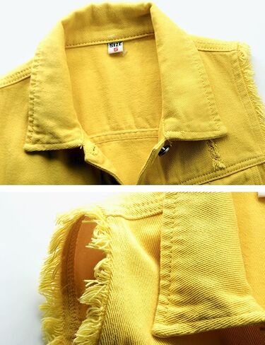 Locachy Women's Casual Denim Vest Jacket Slim Fit Sleeveless Ripped Tops in Kuwait