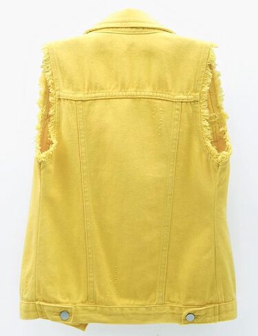 Locachy Women's Casual Denim Vest Jacket Slim Fit Sleeveless Ripped Tops in Kuwait