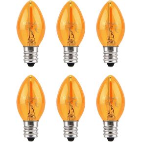 مصابيح إضاءة ليلية LED من KINUR، مصابيح C7 LED E12 قاعدة شمعدان كهرمان 2200 ك، لمبة متوهجة تعادل 1 وات 10 وات، مصباح ملح وشموع نوافذ وثريات بديلة لمبة 4 عبوات (4، كهرمان)
