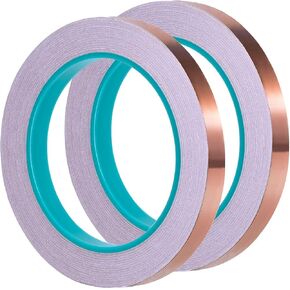 شريط فويل نحاسي من Zehhe ذو وجهين للتوصيل - درع EMI ، زجاج ملون ، لحام ، إصلاحات كهربائية، طارد للخبط، دوائر ورقية، تشكيل (2 حزمة-1/4 بوصة) in Kuwait