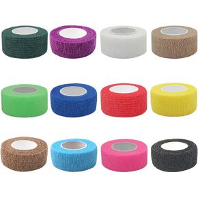 [12 Pack-1"x5Yards]MINGYUE Self Adhesive Bandage Wrap,Athletic Tape,Sports Tape,Wrist and Ankle Wrap Tape,Cohesive Bandage for Vet Wrap(12 colors)