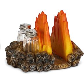 Rivers Edge Products Salt and Pepper Shakers Set, Unique Poly Resin and Glass Spice Dispenser, Napkin Holder, Novelty Kitchen Counter Decor, Deer Antlers