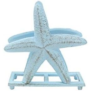 Rustic Light Blue Cast Iron Starfish Napkin Holder 6" - Starfish Decor - Beach in Kuwait