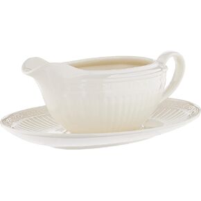 Mikasa Italian Countryside Gravy Boat and Saucer Set, White - DD900-742