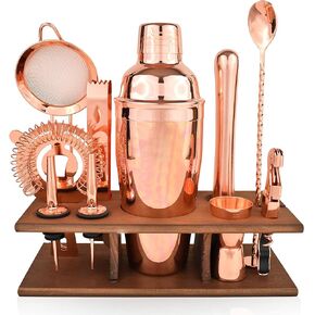 Bartender Kit Black Parisian Cocktail Mixology Set - Gunmetal Shaker with Muddler, Pourers, Strainer & Twisted Bar Spoon (Stainless Steel, Metal Shaker Only)