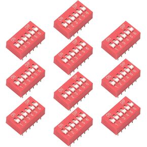Fielect 10pcs DIP Switch Side Toggle 1-6 Positions 2.54mm Pitch for Circuit Breadboards PCB Red