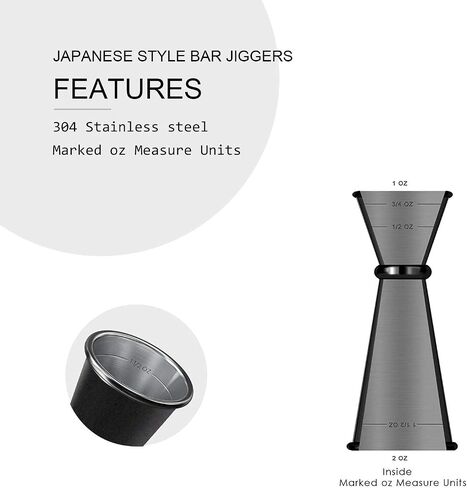Cocktail Shaker Set, 24 Ounce Drink Mixer Shaker with Accessories, Bartender Kit Bar Set Including Martini Shaker, Mojito Muddler, Jigger, Mixing Spoon, Strainer, 2 Pour Spouts (Matte Black) in Saudi Arabia