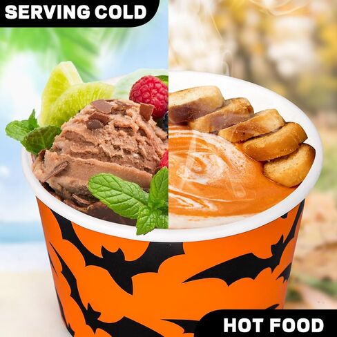 Whaline 60Pcs Halloween Treat Snack Cups Grimace Pumpkin Ghost Bat Pattern Disposable Paper Bowls 9oz Orange Black Paper Cups Dessert Ice Cream Bowls for Halloween Movie Party Favor Supplies, 3 Style in Saudi Arabia