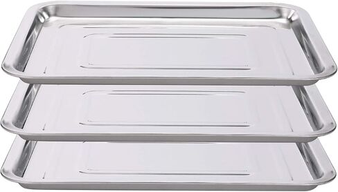 Tattoo Stainless Steel Tray,2 Pack Stainless Steel Tattoo Trays 13.5" X 10" Dental Medical Tray Body Piercing Instrument Tray Flat Tool for Tattoo Supplies (2) in Kuwait