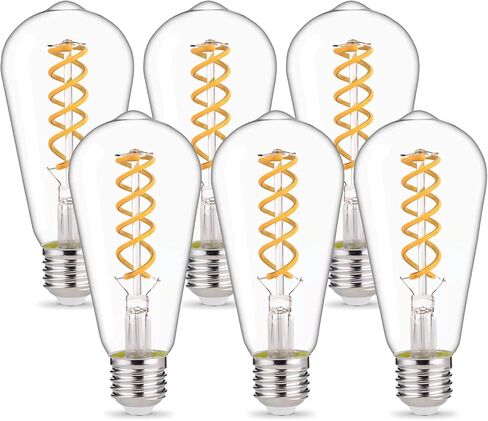مصابيح YIMILITE ST58 (ST19) LED Edison مكافئة 60 وات، CRI 80+، زجاج شفاف أبيض ناعم عالي السطوع 2700K، مصابيح LED عتيقة قابلة للتعتيم، قاعدة متوسطة E26، 6 عبوات in Kuwait