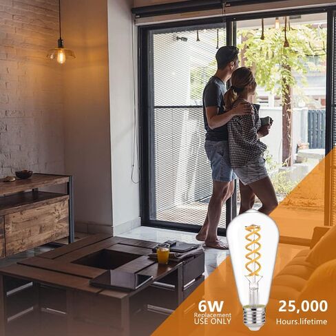 مصابيح YIMILITE ST58 (ST19) LED Edison مكافئة 60 وات، CRI 80+، زجاج شفاف أبيض ناعم عالي السطوع 2700K، مصابيح LED عتيقة قابلة للتعتيم، قاعدة متوسطة E26، 6 عبوات in Kuwait