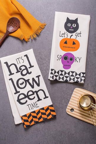 DII Halloween Hand Towels for The Kitchen Decorative Spooky & Fun Cotton Printed Dishtowel Set, 18x28, Hocus Pocus, 3 Count in Kuwait
