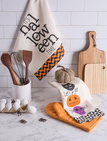 DII Halloween Hand Towels for The Kitchen Decorative Spooky & Fun Cotton Printed Dishtowel Set, 18x28, Hocus Pocus, 3 Count in Kuwait