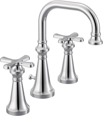 Moen TS44102BG Colinet صنبور حمام تقليدي ذو قوس عالي واسع الانتشار مع صمام مقابض رافعة مطلوب، ذهبي مصقول in Kuwait