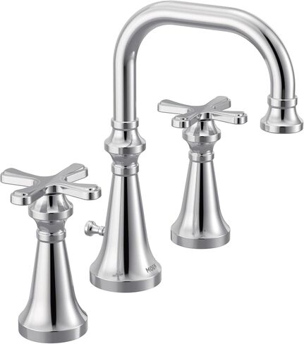 Moen TS44102BG Colinet صنبور حمام تقليدي ذو قوس عالي واسع الانتشار مع صمام مقابض رافعة مطلوب، ذهبي مصقول in Kuwait
