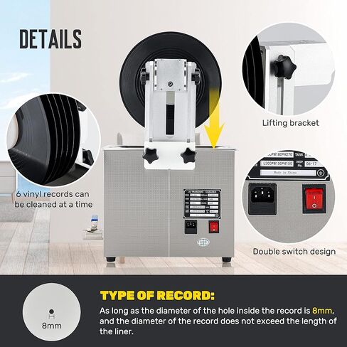 CGOLDENWALL 6.5L Ultrasonic Vinyl Record Cleaner 7-12 Inch 6 Records Ultrasonic Vinyl Cleaning Machine in Kuwait