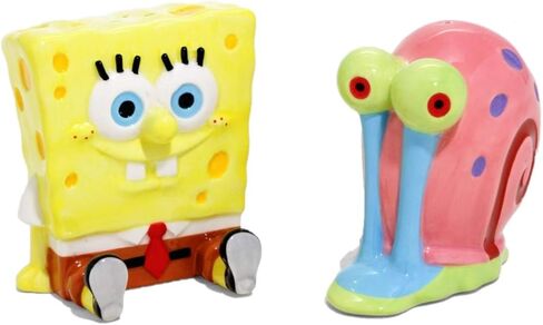 SpongeBob SquarePants Salt & Pepper Shaker Set - SpongeBob and Gary Figure Designs - Ceramic in Saudi Arabia