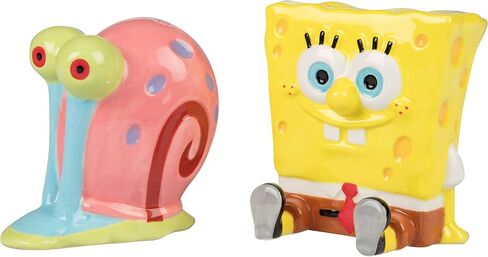 SpongeBob SquarePants Salt & Pepper Shaker Set - SpongeBob and Gary Figure Designs - Ceramic in Saudi Arabia