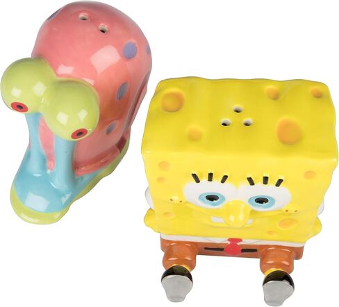SpongeBob SquarePants Salt & Pepper Shaker Set - SpongeBob and Gary Figure Designs - Ceramic in Saudi Arabia