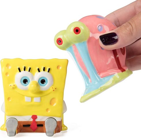 SpongeBob SquarePants Salt & Pepper Shaker Set - SpongeBob and Gary Figure Designs - Ceramic in Saudi Arabia