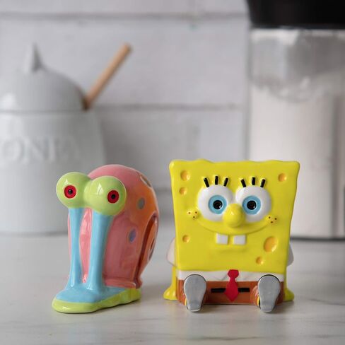 SpongeBob SquarePants Salt & Pepper Shaker Set - SpongeBob and Gary Figure Designs - Ceramic in Saudi Arabia