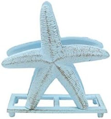 Rustic Light Blue Cast Iron Starfish Napkin Holder 6" - Starfish Decor - Beach in Kuwait