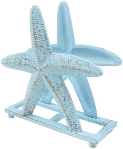 Rustic Light Blue Cast Iron Starfish Napkin Holder 6" - Starfish Decor - Beach in Kuwait