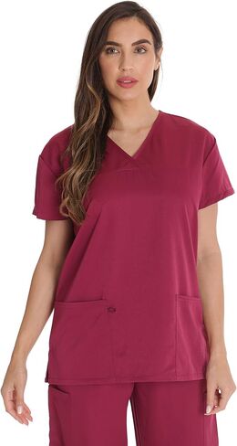 Just Love Solid Stretch Scrub Top for Women Mock Wrap Nursing Shirt in Saudi Arabia