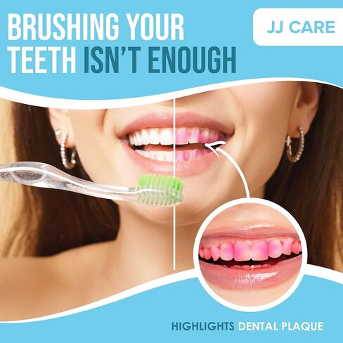 JJ Care Disclosing Tablets - 120 Count of Teeth Coloring Plaque Disclosing Tablets, Berry Flavored Dental Disclosing Tablets for Kids and Adults, Individually Wrapped Plaque Tablets in Saudi Arabia