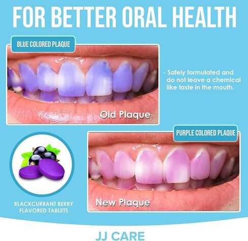 JJ Care Disclosing Tablets - 120 Count of Teeth Coloring Plaque Disclosing Tablets, Berry Flavored Dental Disclosing Tablets for Kids and Adults, Individually Wrapped Plaque Tablets in Saudi Arabia