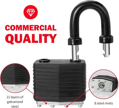 2 Pack Heavy Duty Security Outdoor Anti-Theft Padlock Set, Waterproof Lock for Gate,Fence,Suitcases,Bicycles,Trailers,Doors in Kuwait