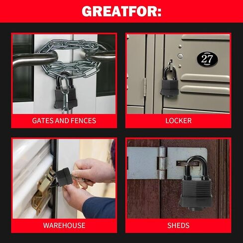 2 Pack Heavy Duty Security Outdoor Anti-Theft Padlock Set, Waterproof Lock for Gate,Fence,Suitcases,Bicycles,Trailers,Doors in Kuwait