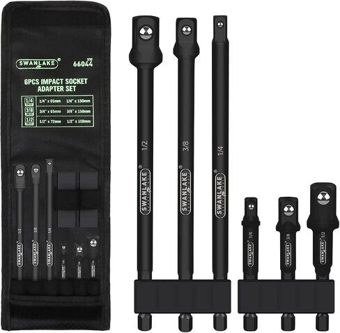 SWANLAKE 6-PCS Impact Grade Socket Adapter Set, 3-Inch and 6-Inch Hex Shank Impact Driver Socket Adapter, Socket to Drill Adapter 1/4" 3/8" 1/2" Impact Driver Adapter in Saudi Arabia
