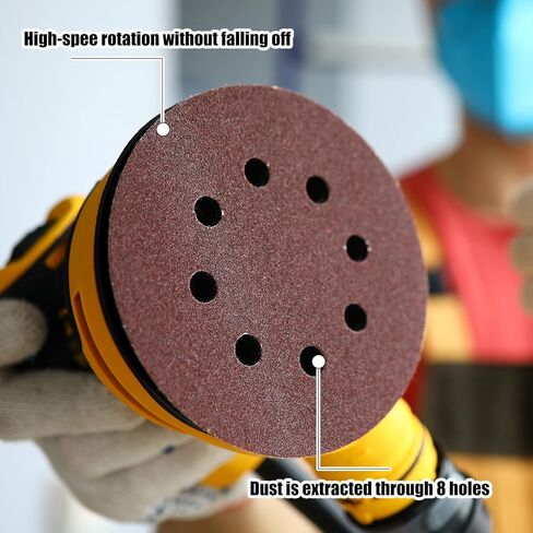 Heigble 270 Pcs Sanding Disc 5 Inches 8 Hole Sandpaper Assorted Grit 40 60 80 120 180 240 320 400 600 Orbital Sander Pads Loop and Hook Sand Paper for Random Orbital Sander in Kuwait