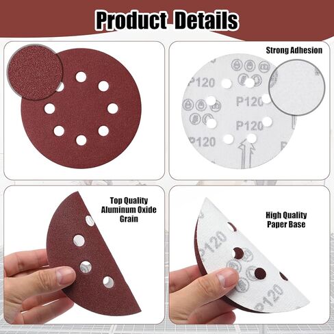 Heigble 270 Pcs Sanding Disc 5 Inches 8 Hole Sandpaper Assorted Grit 40 60 80 120 180 240 320 400 600 Orbital Sander Pads Loop and Hook Sand Paper for Random Orbital Sander in Kuwait
