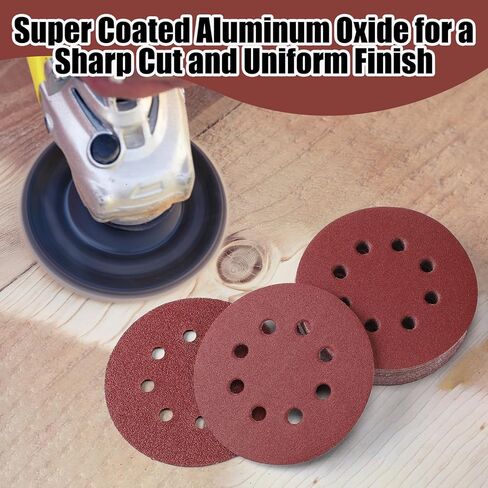 Heigble 270 Pcs Sanding Disc 5 Inches 8 Hole Sandpaper Assorted Grit 40 60 80 120 180 240 320 400 600 Orbital Sander Pads Loop and Hook Sand Paper for Random Orbital Sander in Kuwait