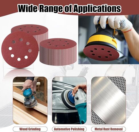 Heigble 270 Pcs Sanding Disc 5 Inches 8 Hole Sandpaper Assorted Grit 40 60 80 120 180 240 320 400 600 Orbital Sander Pads Loop and Hook Sand Paper for Random Orbital Sander in Kuwait