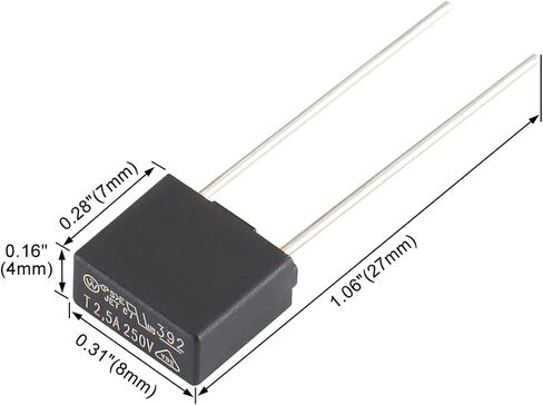 Baomain 20 قطعة DIP شنت مصغرة مربعة بطيئة ضربة مايكرو فيوز T2.5A 2.5A 250V UL قائمة in Kuwait