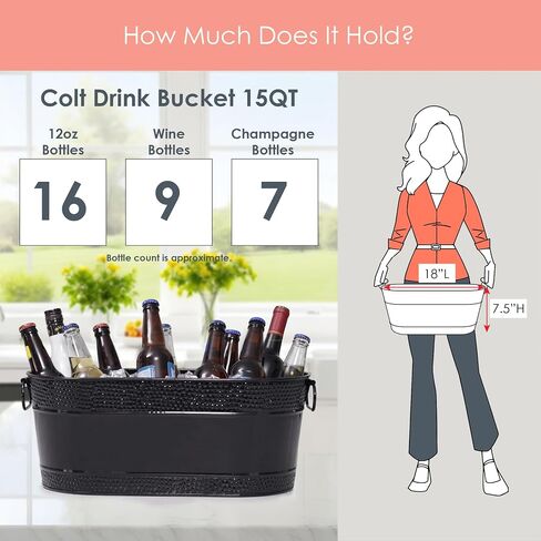 BREKX Colt Copper Finish Beverage Tubs for Parties, Oval Hammered 16-Bottle Drink Buckets for Parties, Large Leak Resistant Ice Buckets for Bar, 15QT (4 Gallon), Set of 2 - New for 2024/2025 in Kuwait