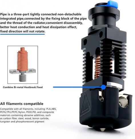 Haldis 3D Red Lizard V5 Pro V6 Hotend, Assembled Bi Metal Heat Break, Plated Copper Hot End High Flow Rate Extrusion Head for CREALITY CR-10 CR10S Ender-3 V2 Ender-3 PRO Ender 5 Ender-5 PRO (Black) in Saudi Arabia
