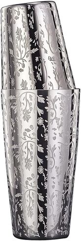 2 Piece Etching Boston Shaker Set Stainless Steel Cocktail Shaker 18oz & 28oz Martini Shaker Tin for Bartending and Home Bar Professional Bartender Kits (Silver)¡­ in Saudi Arabia