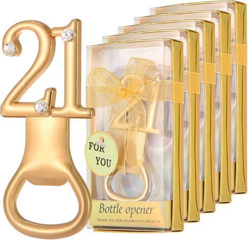 24 قطعة/عبوة 21 فتاحة زجاجات لهدايا حفلات عيد الميلاد الحادي والعشرين أو هدايا الذكرى السنوية للزفاف أو هدايا تذكارية للضيوف مع صناديق هدايا هدايا وهدايا الحفلات للبالغين (21) in Kuwait