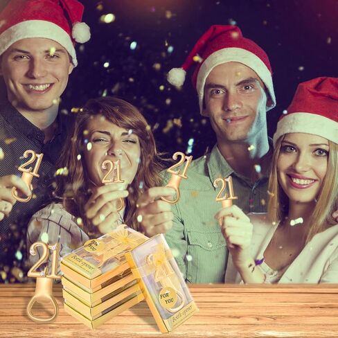 24 قطعة/عبوة 21 فتاحة زجاجات لهدايا حفلات عيد الميلاد الحادي والعشرين أو هدايا الذكرى السنوية للزفاف أو هدايا تذكارية للضيوف مع صناديق هدايا هدايا وهدايا الحفلات للبالغين (21) in Kuwait