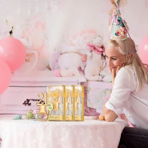 24 قطعة/عبوة 21 فتاحة زجاجات لهدايا حفلات عيد الميلاد الحادي والعشرين أو هدايا الذكرى السنوية للزفاف أو هدايا تذكارية للضيوف مع صناديق هدايا هدايا وهدايا الحفلات للبالغين (21) in Kuwait